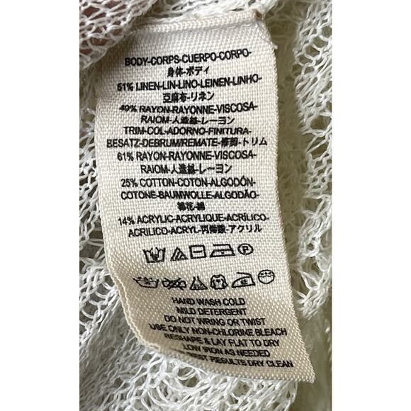 Free People Linen Blend Coastal Boho Cowgirl Gypsy Duster Fringe Long Vest S - Picture 6 of 6